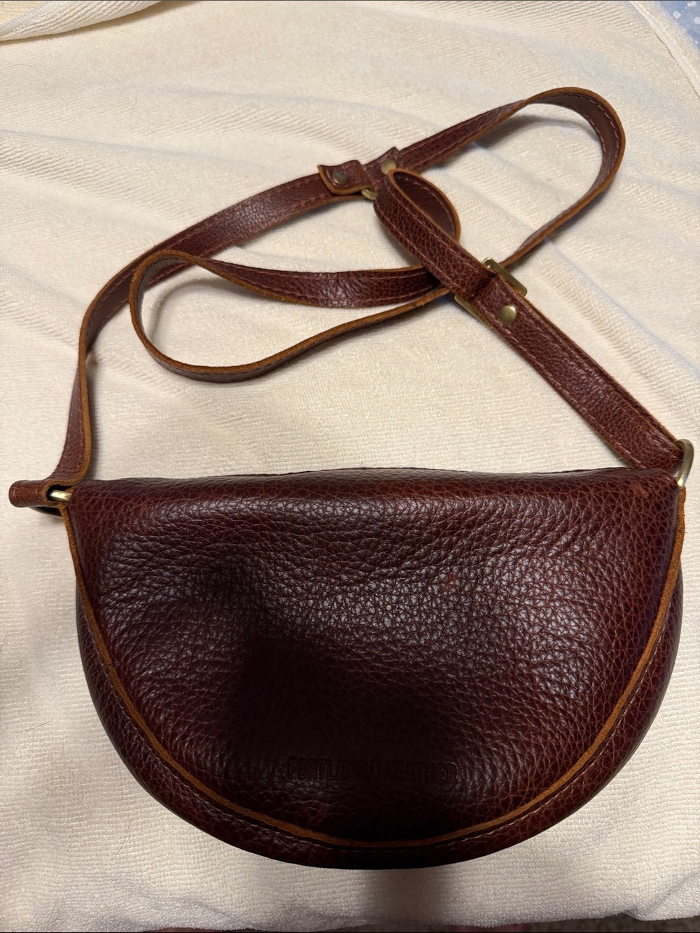 Portland Leather Dark Brown Pebbled Leather Crossbody